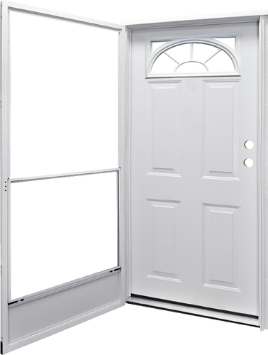 Doors and Windows Front Combination Doors 69K2**** Kinro 34x80 Raised Panel Steel Combo Door with sunburst window for mobile homes