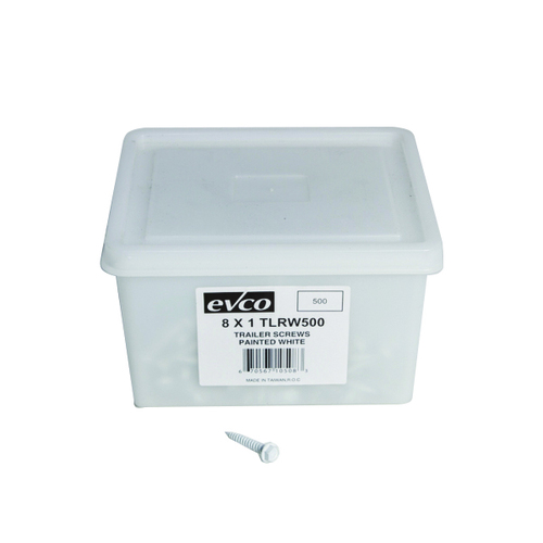 Maintenance and Repair Hardware 264038BL White Sheet Metal Screws Hex Head 8 Gauge 1 Inch Length 500 Boxed